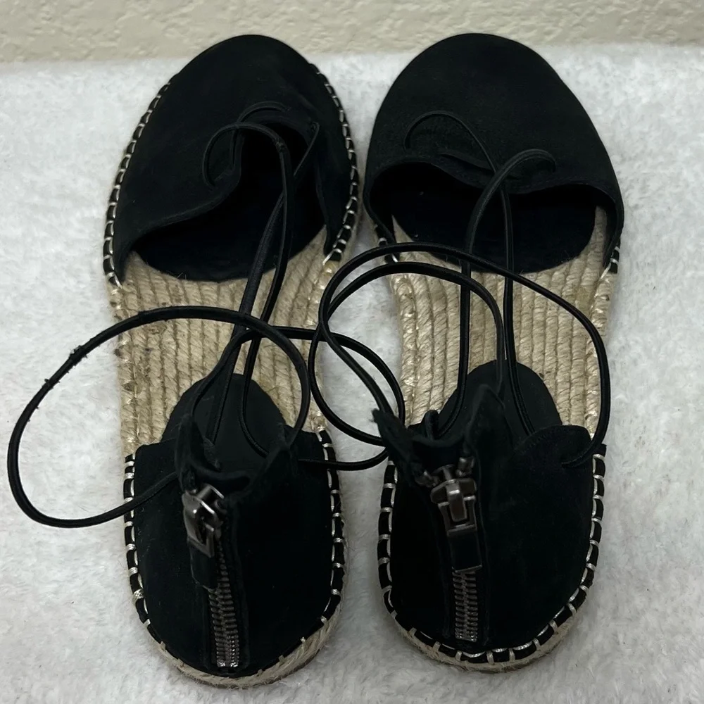 Eileen Fisher Lace Up Strappy Lala Sandal Espadrilles Flats Closed Toe Size 9